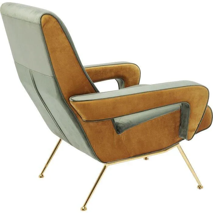 Luna Green/Yellow Velvet Retro High Armchair