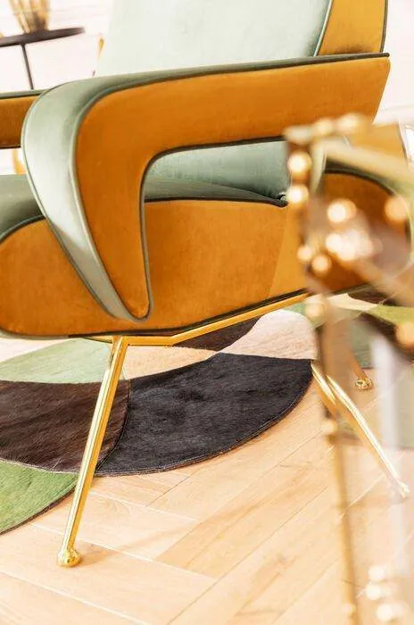 Luna Green/Yellow Velvet Retro High Armchair