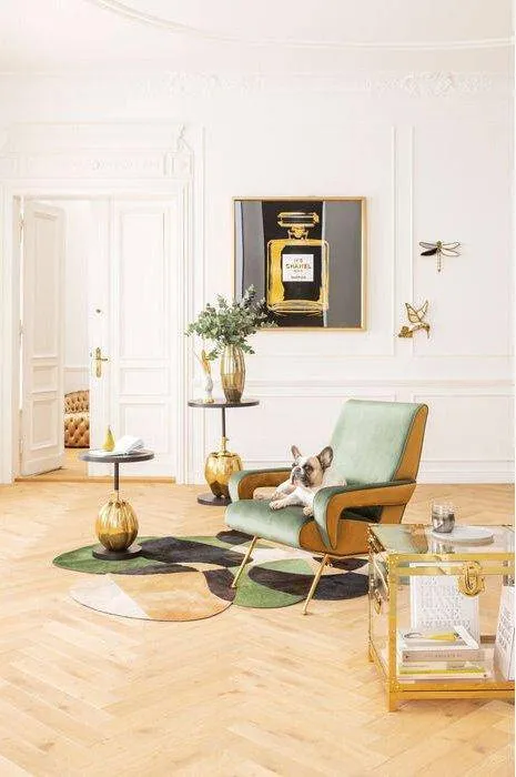 Luna Green/Yellow Velvet Retro High Armchair