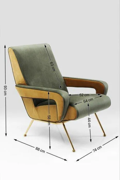 Luna Green/Yellow Velvet Retro High Armchair