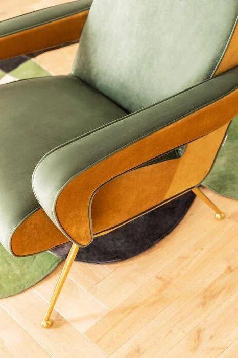 Luna Green/Yellow Velvet Retro High Armchair