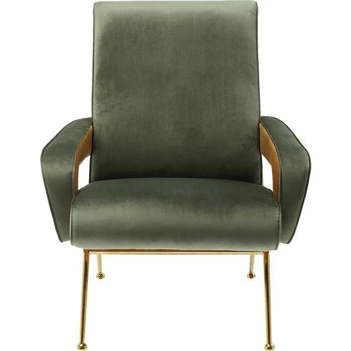 Luna Green/Yellow Velvet Retro High Armchair