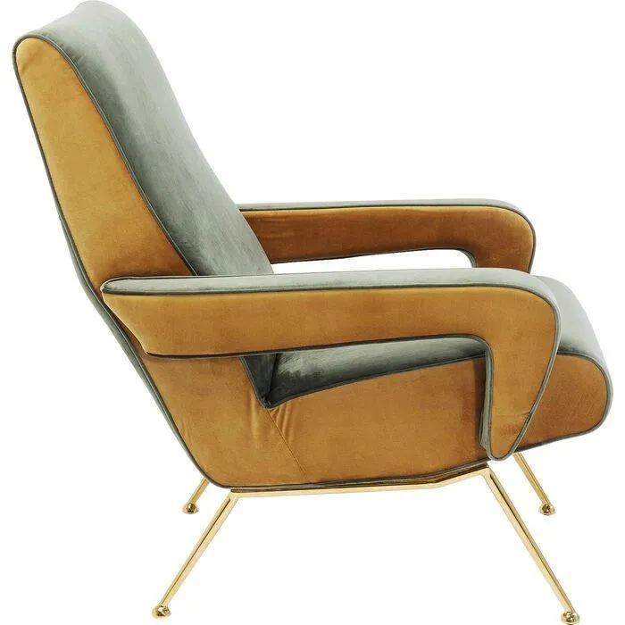 Luna Green/Yellow Velvet Retro High Armchair