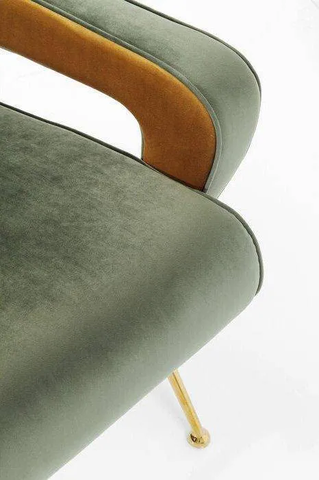 Luna Green/Yellow Velvet Retro High Armchair