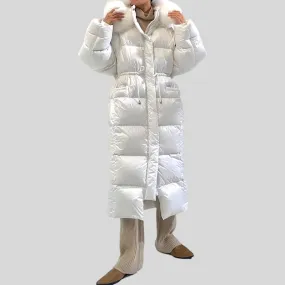 Luxury Natural Fur Hooded Down Long Puffer Jacket
