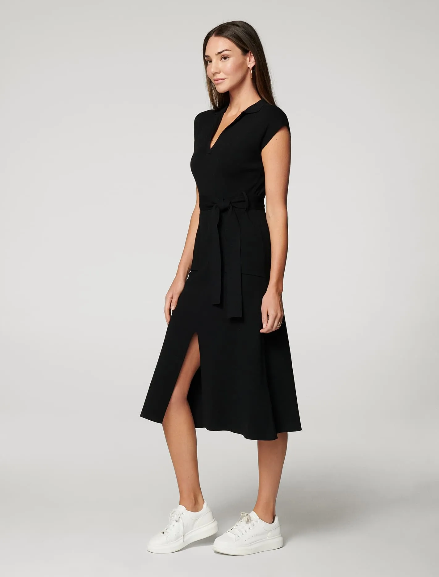Mari Collar Fit And Flare Knit Dress