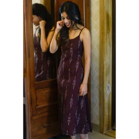 Maroon slip ikat dress