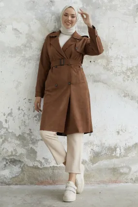 MDS Women Minka Belted Scuba Diving Trench Coat - Tan - Pedro Celestino Negrete