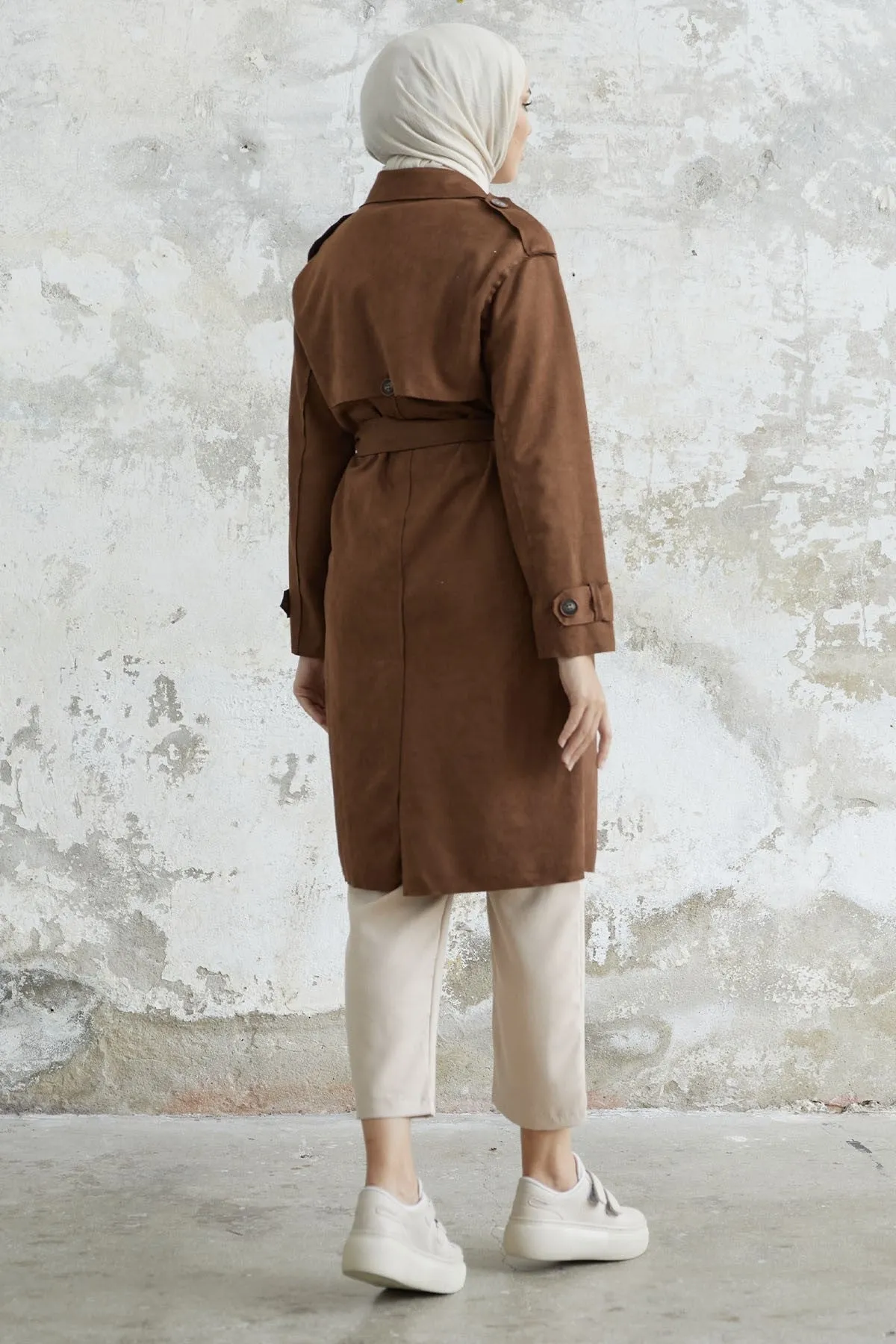 MDS Women Minka Belted Scuba Diving Trench Coat - Tan - Pedro Celestino Negrete