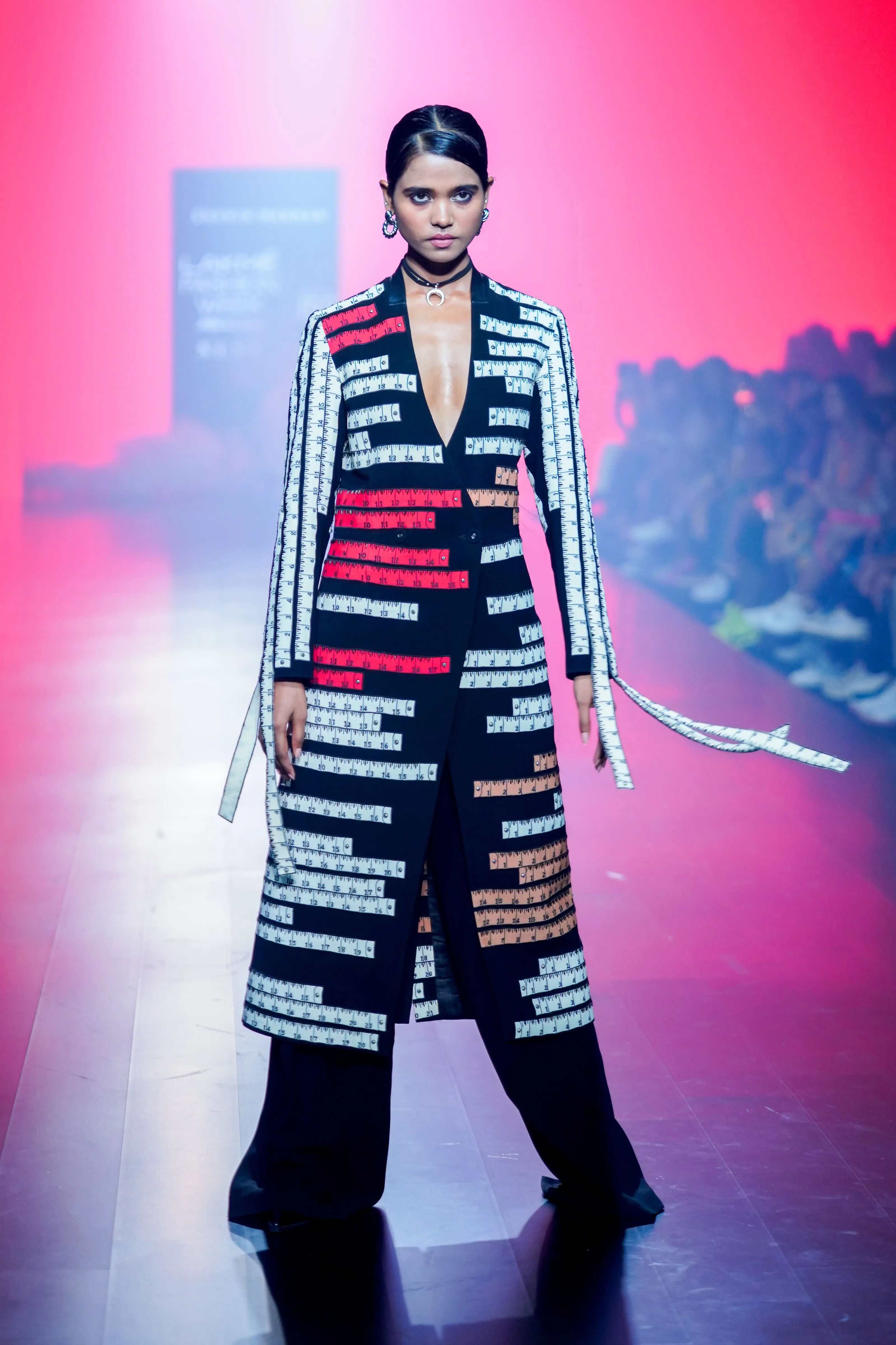 Measuring Tape Long Dress With Flared Pants