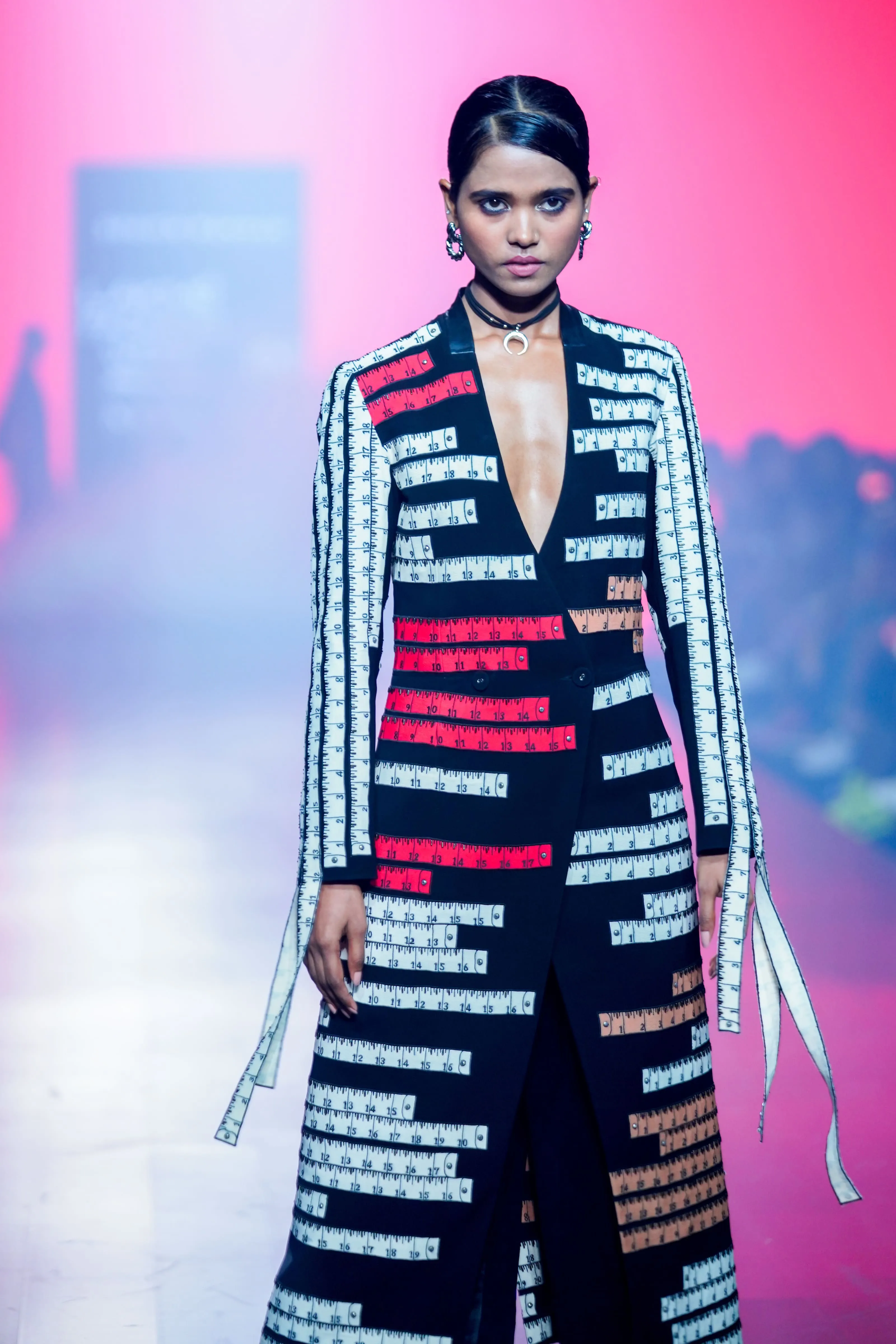 Measuring Tape Long Dress With Flared Pants