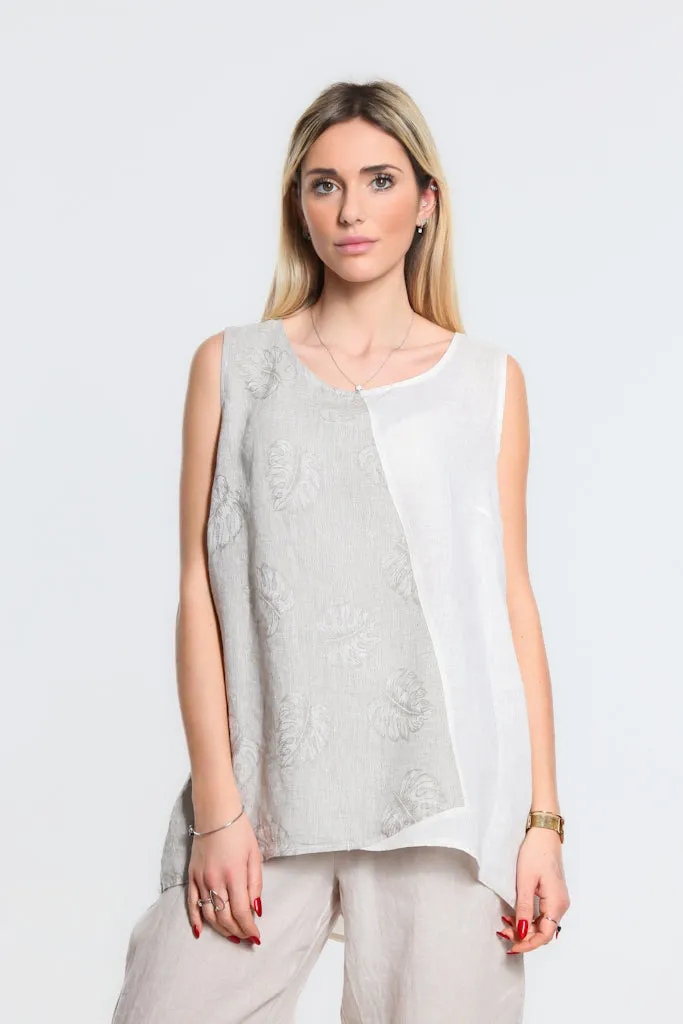 Melanie Leaf Jacquard Sleeveless Top (BT126J)