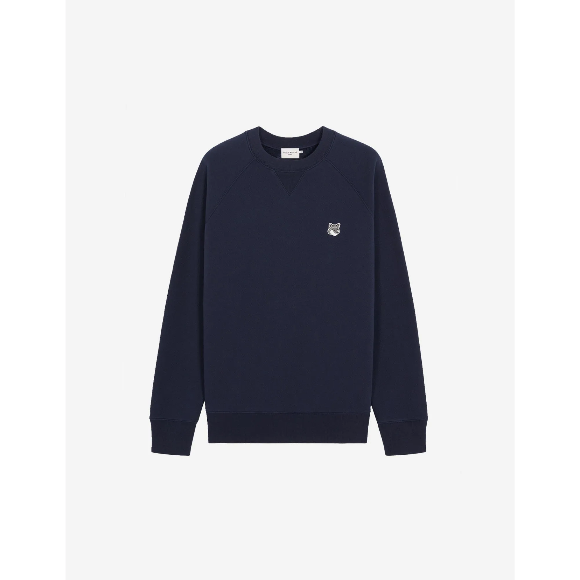 Men Grey Fox Head Patch Classic Sweatshirt - Navy