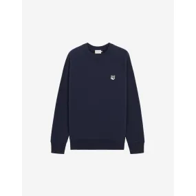 Men Grey Fox Head Patch Classic Sweatshirt - Navy