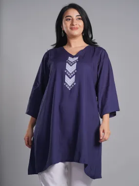 Navy Rayon Kurti - Teer