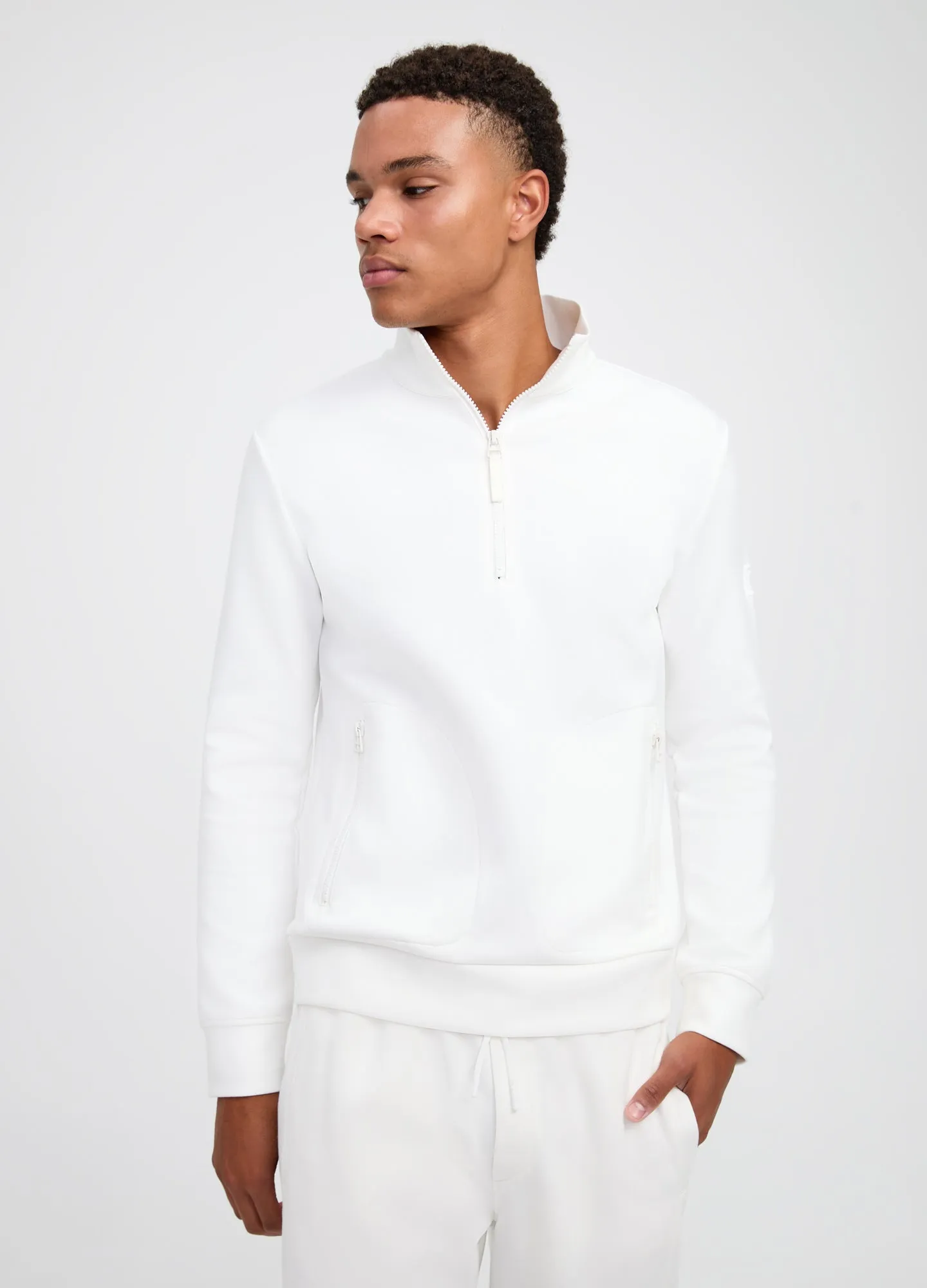 Neoprene Half Zip Sweatshirt Ecru