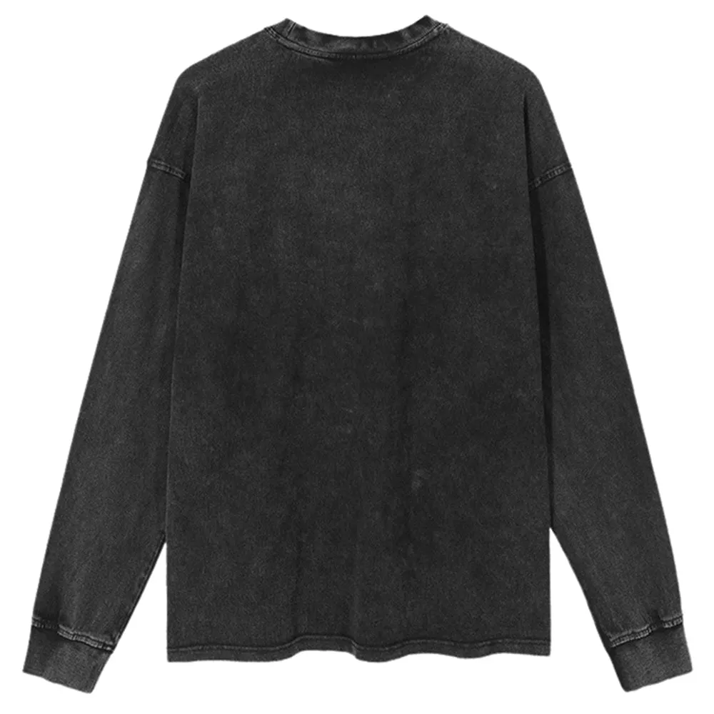 Oversized Vintage Washed Evil Gothic Graphic Sweatshirt