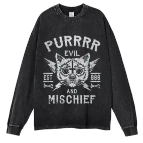 Oversized Vintage Washed Evil Gothic Graphic Sweatshirt
