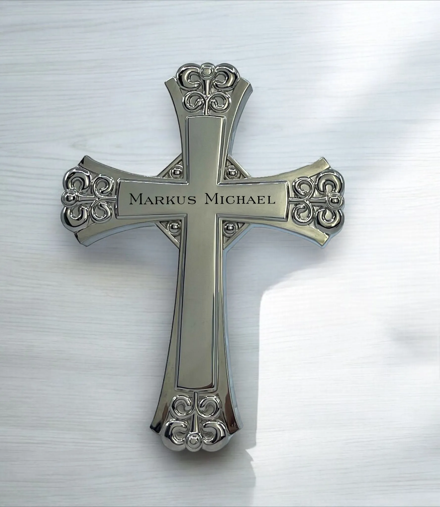 Personalized Silver Decorated Cross