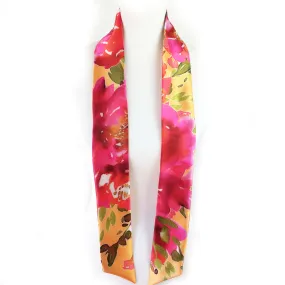 Petals Watercolor skinny scarf on orange