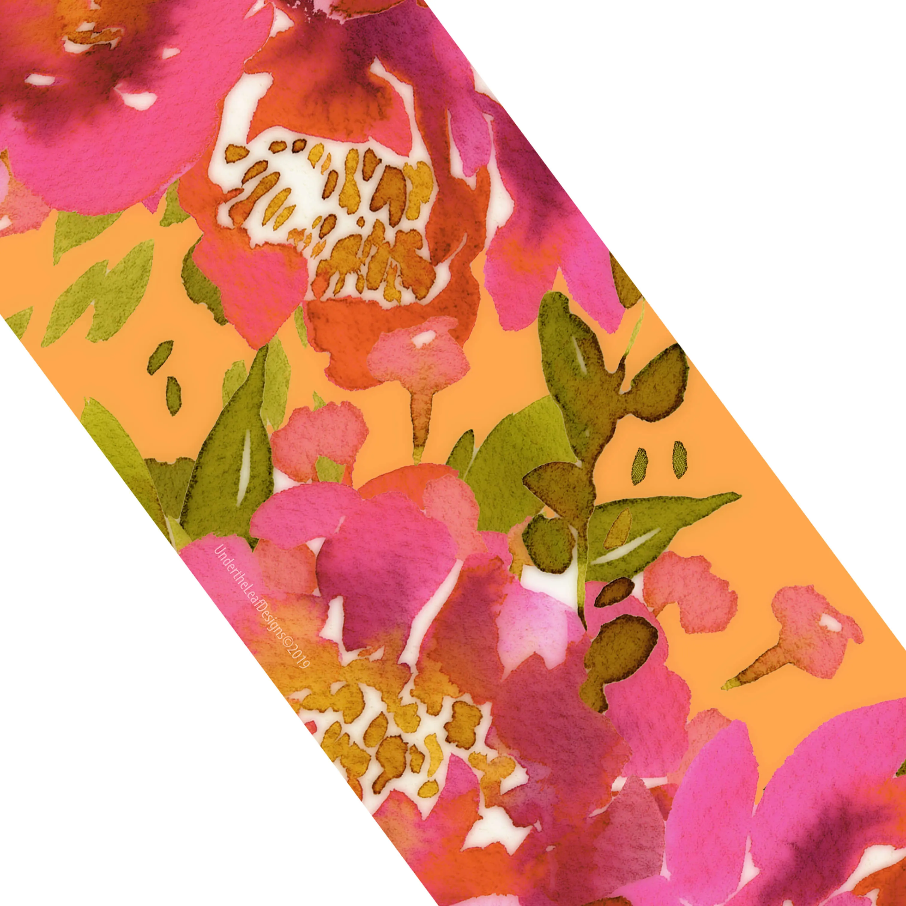 Petals Watercolor skinny scarf on orange