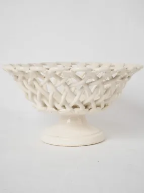 Pichon Uzes fruit basket bowl w/ white glaze - small 8"