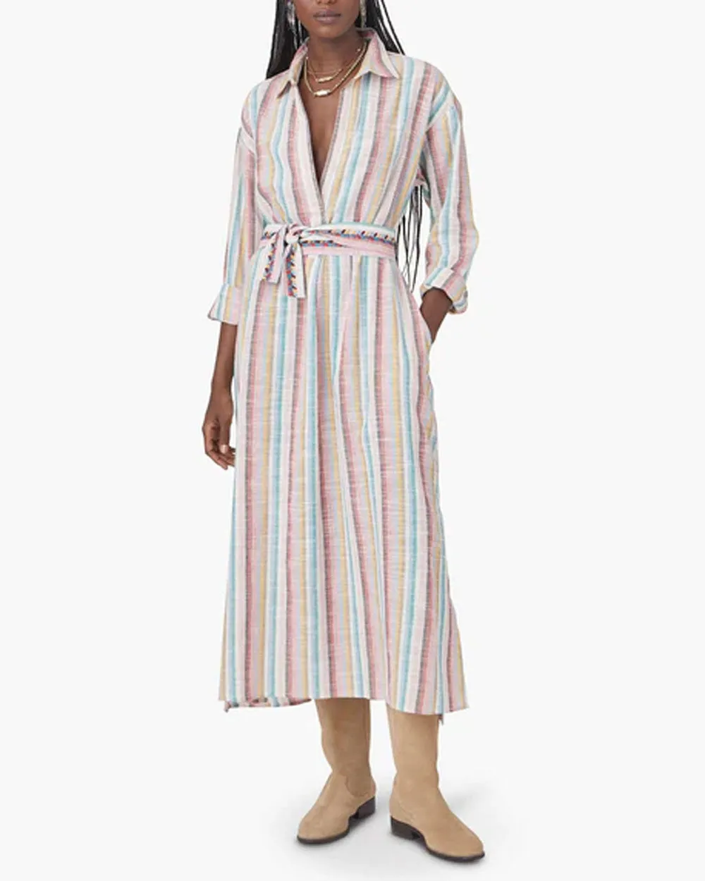 Pink Sunrise Stripe Hope Midi Dress