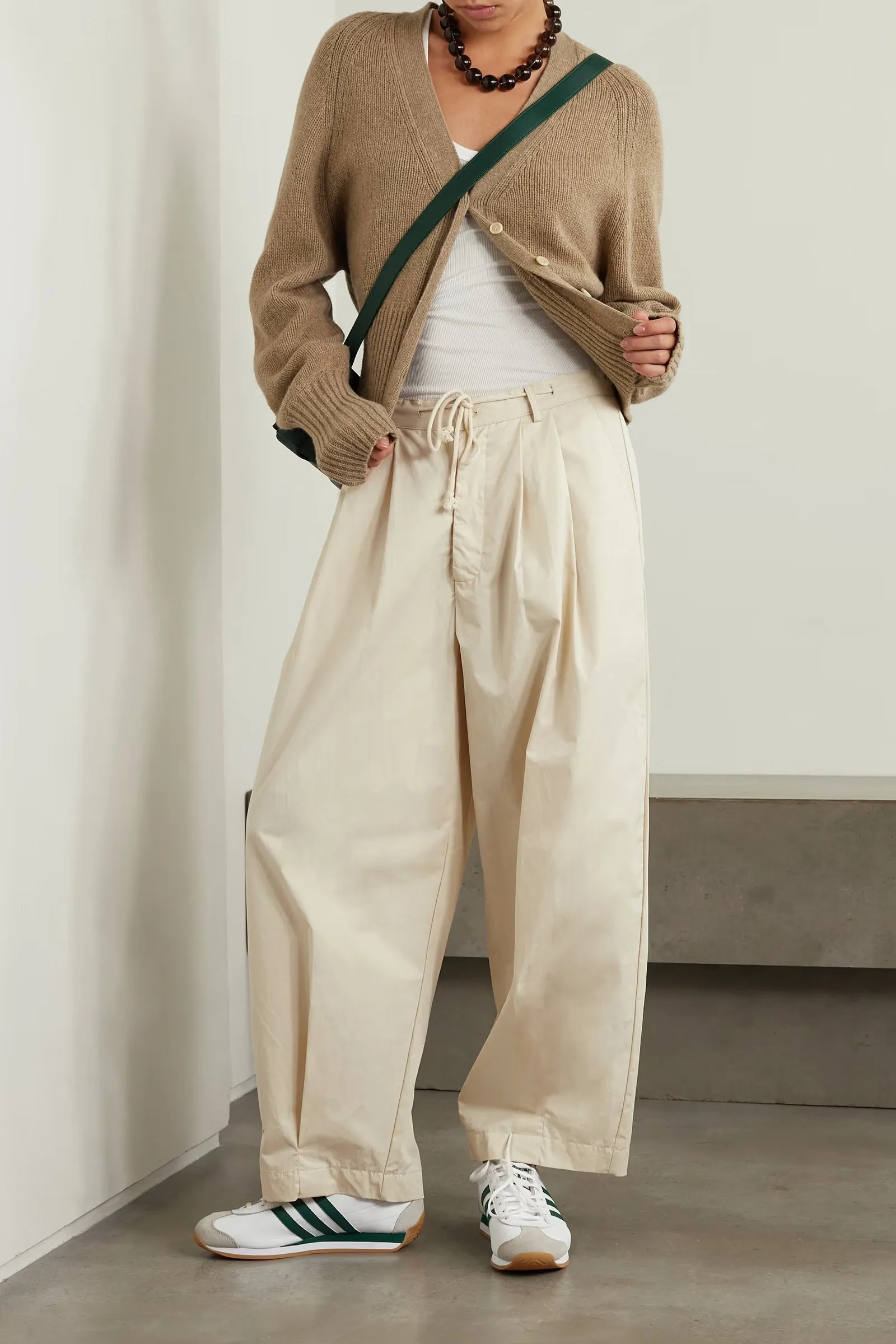 Pleated Organic Cotton-twill Wide-leg Pants