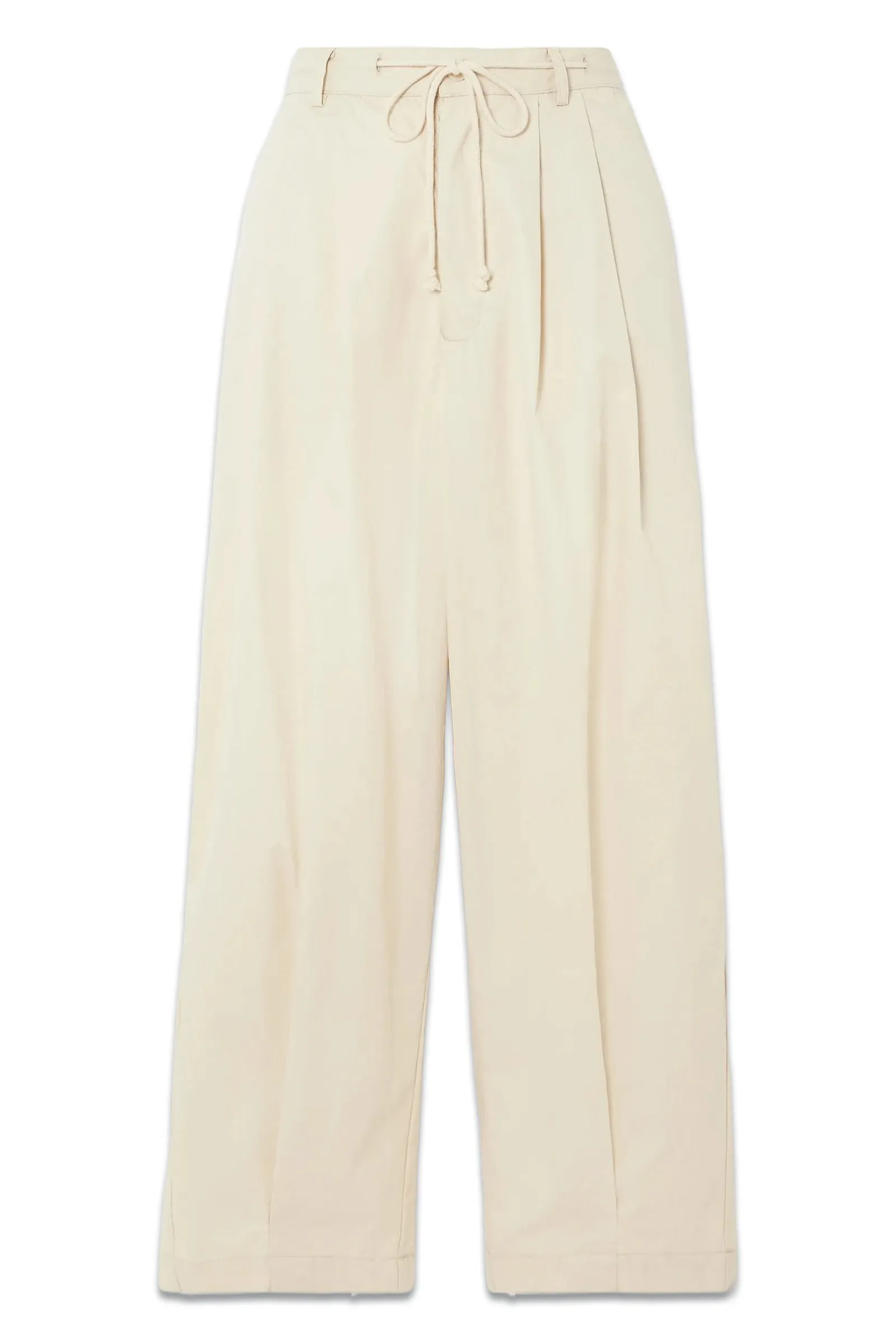 Pleated Organic Cotton-twill Wide-leg Pants