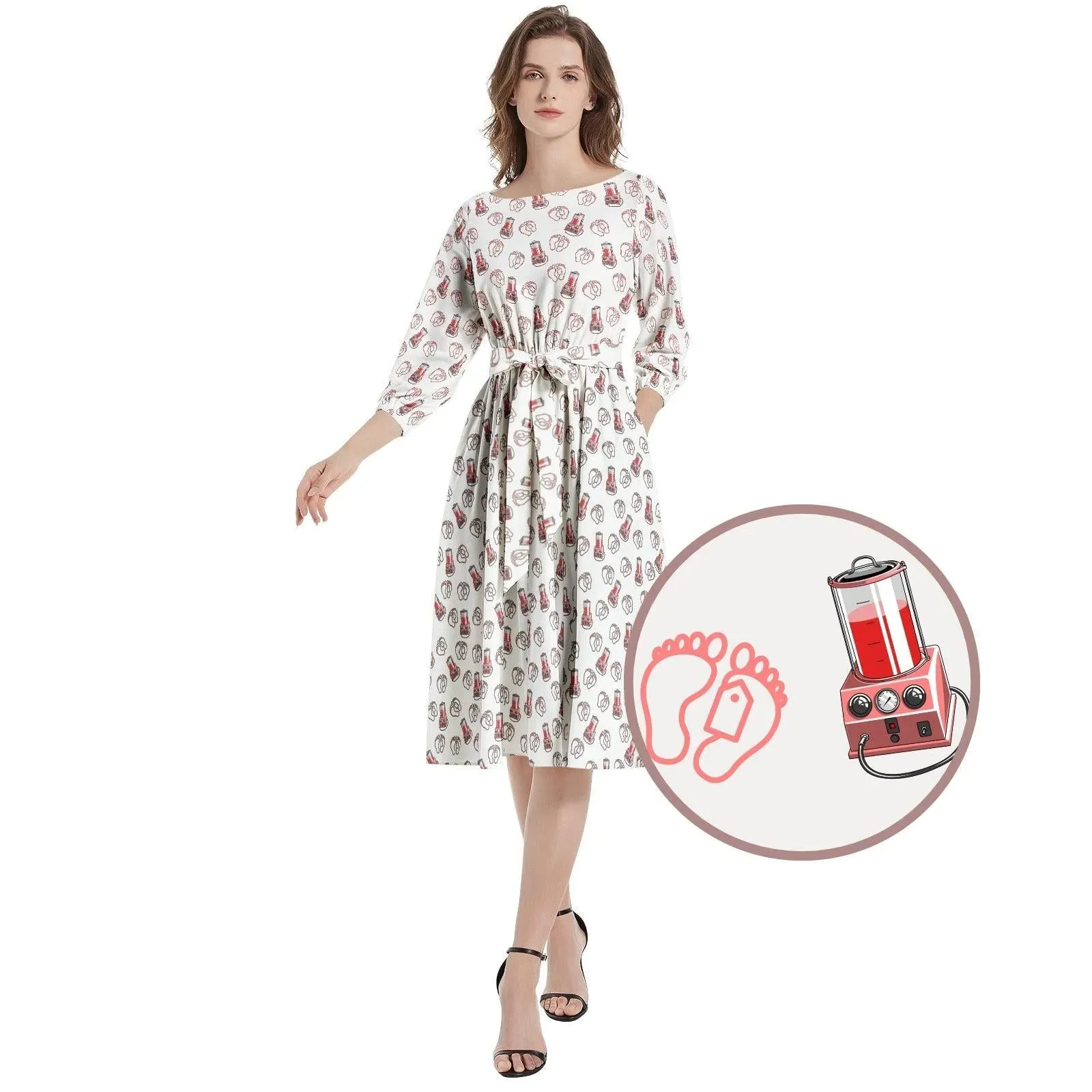 Porti-Girl Embalmer - Boat Neck Belted Flared Dress