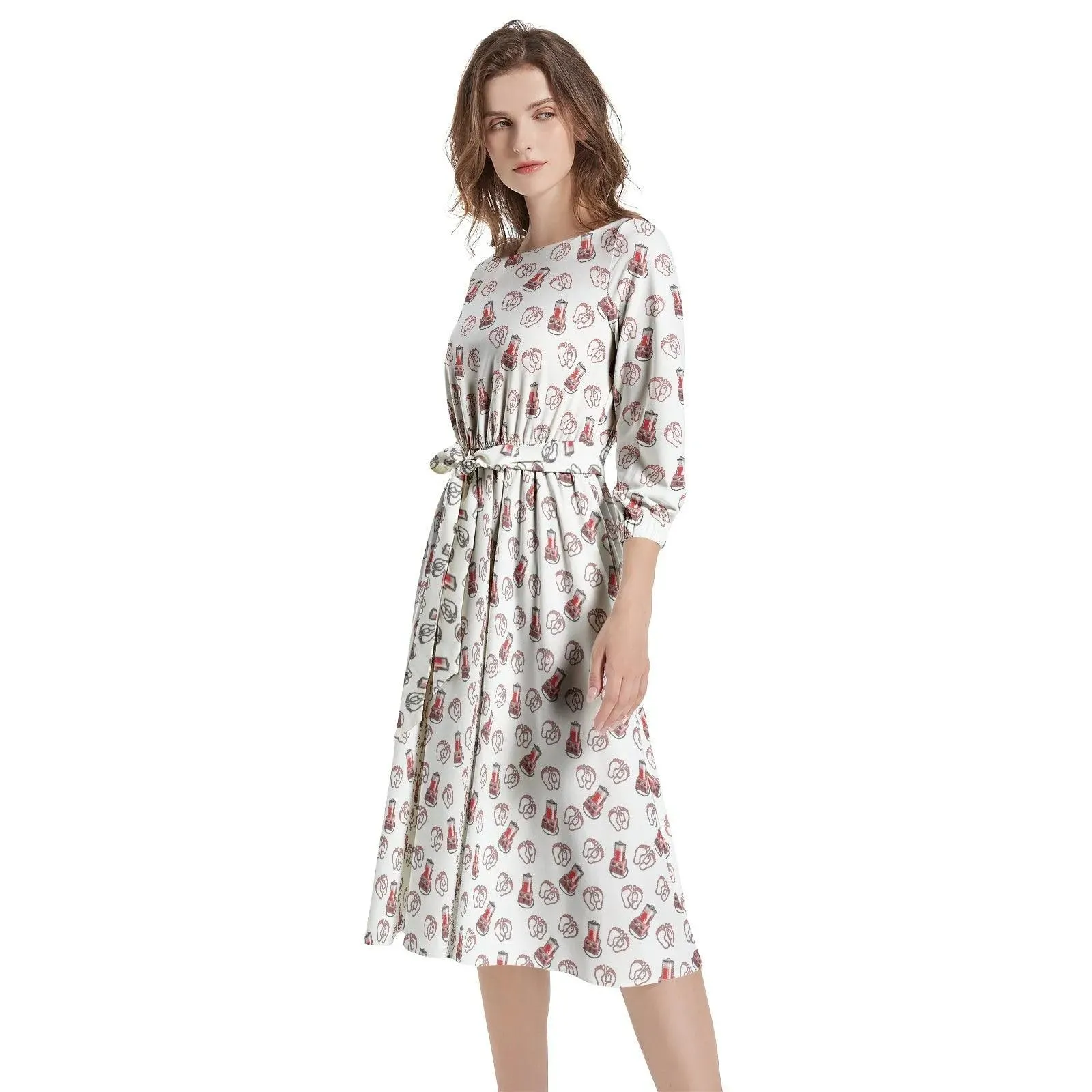 Porti-Girl Embalmer - Boat Neck Belted Flared Dress