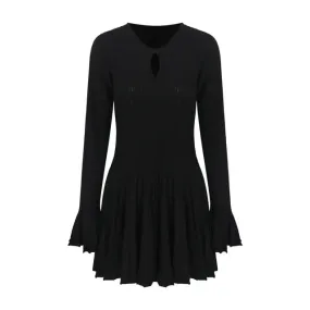 Pre Order:  Black Flare Sleeve Knitted Dress