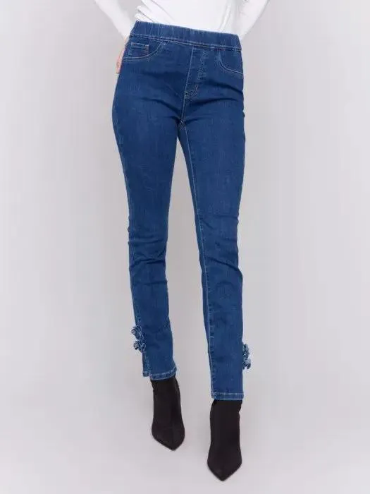 Pull On Side Rose Hem Pant