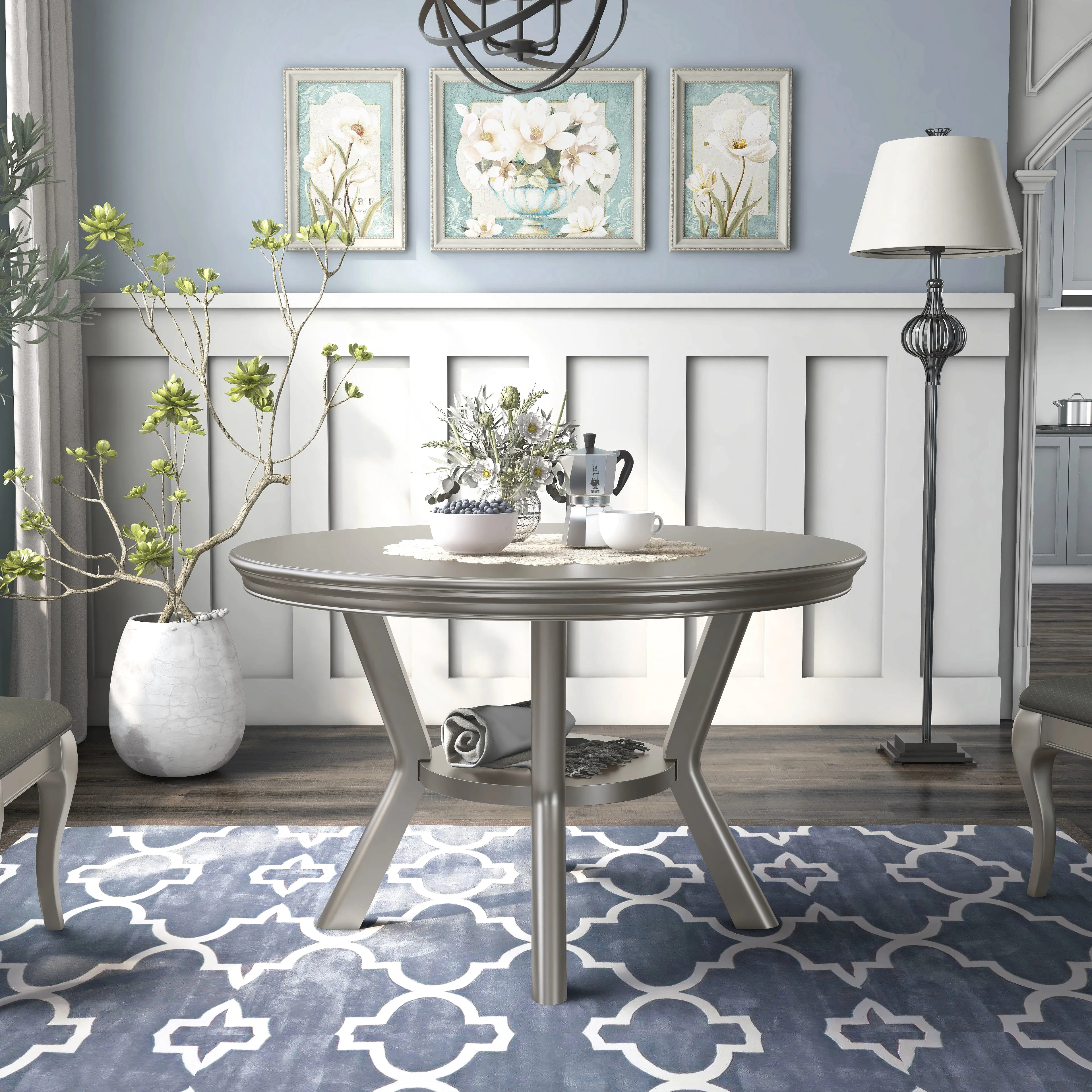 Quincy Champagne Silver Round 48-inch Dining Table (Seats 4)