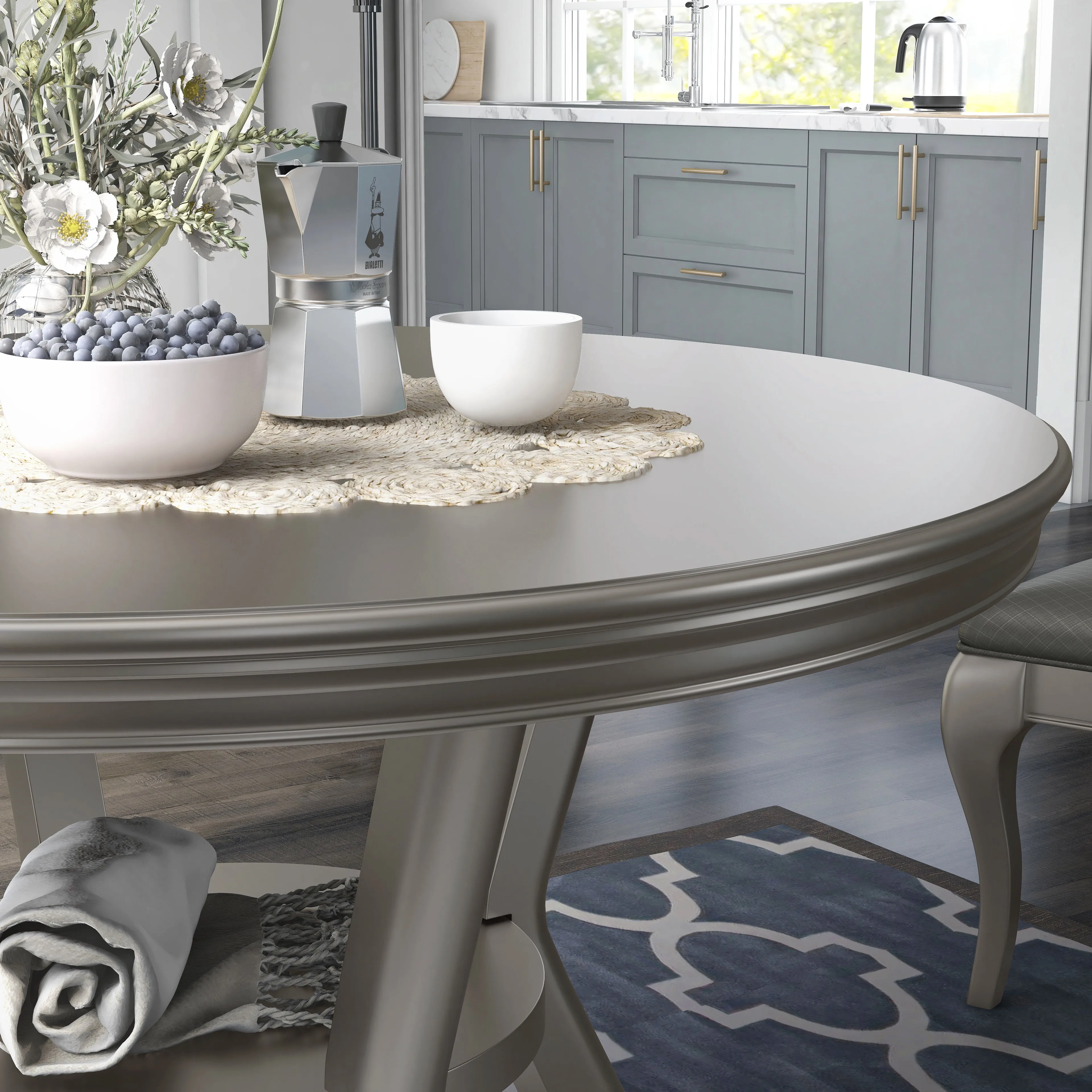 Quincy Champagne Silver Round 48-inch Dining Table (Seats 4)