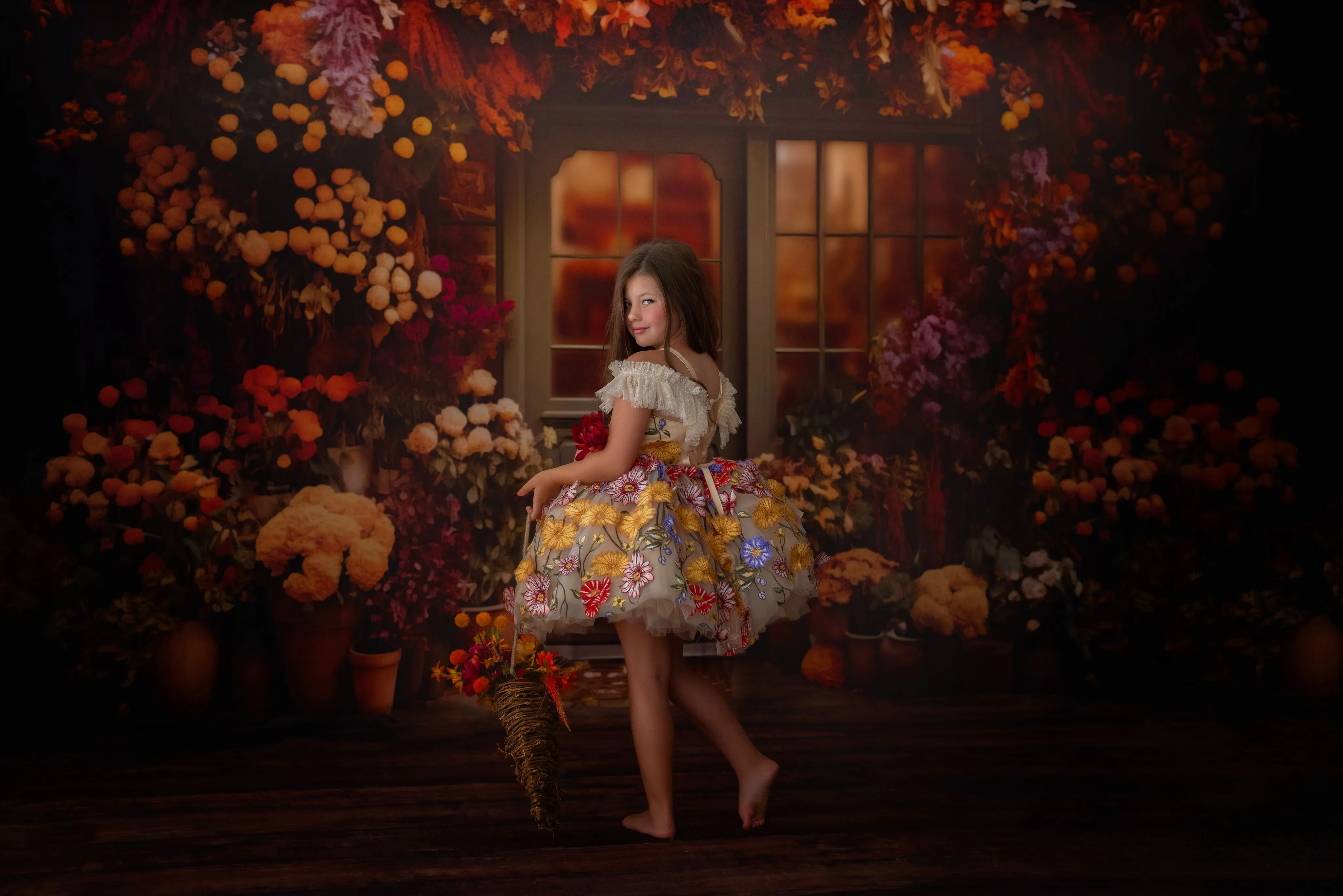 "Daisymae" in Champagne -  Petal Short Length Dress ( 5 Year - Petite 6 Year)