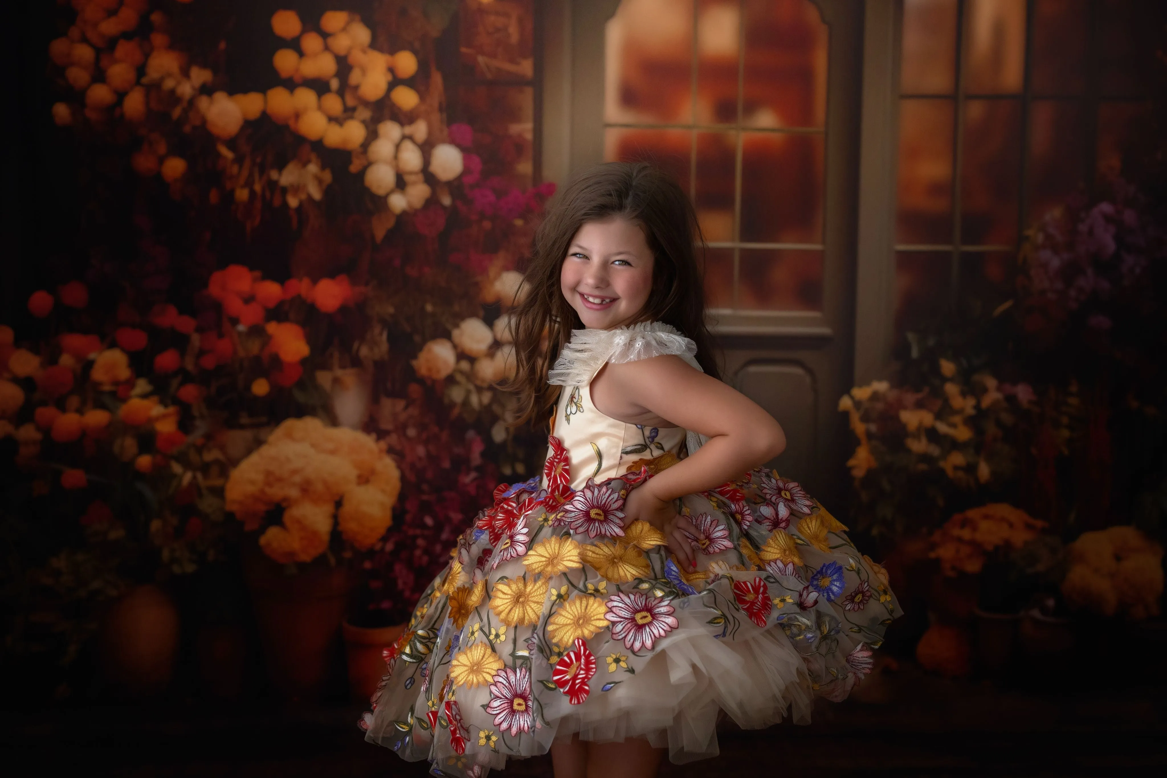 "Daisymae" in Champagne -  Petal Short Length Dress ( 5 Year - Petite 6 Year)