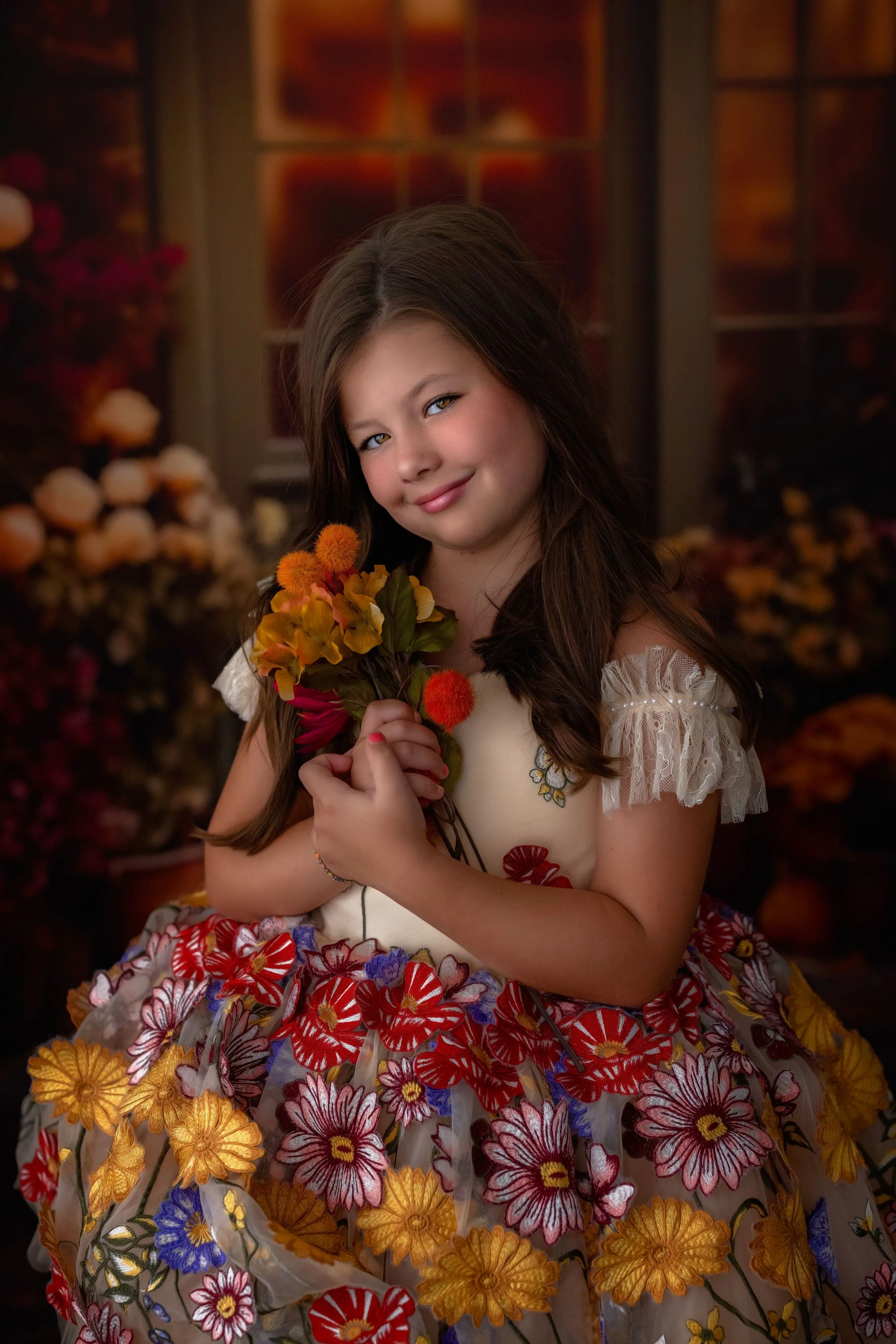 "Daisymae" in Champagne -  Petal Short Length Dress ( 5 Year - Petite 6 Year)