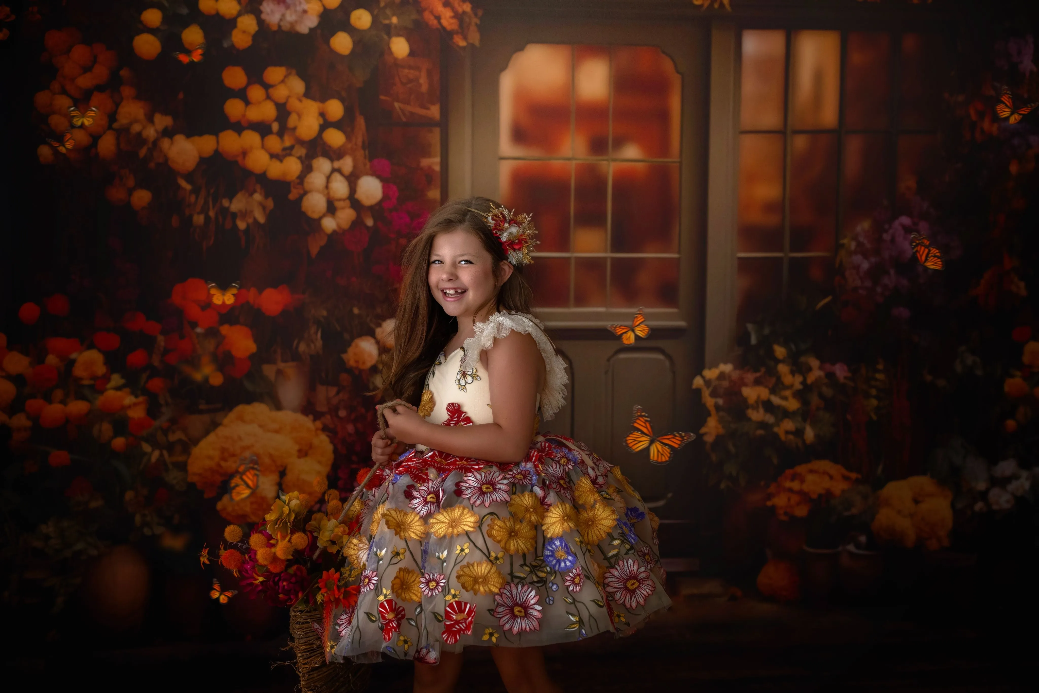 "Daisymae" in Champagne -  Petal Short Length Dress ( 5 Year - Petite 6 Year)