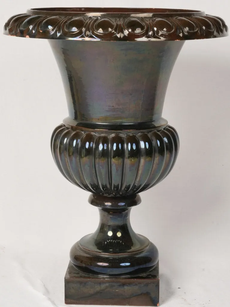 Rare Ceramic Médici Urn w/ Metallic Glaze, 32¼"