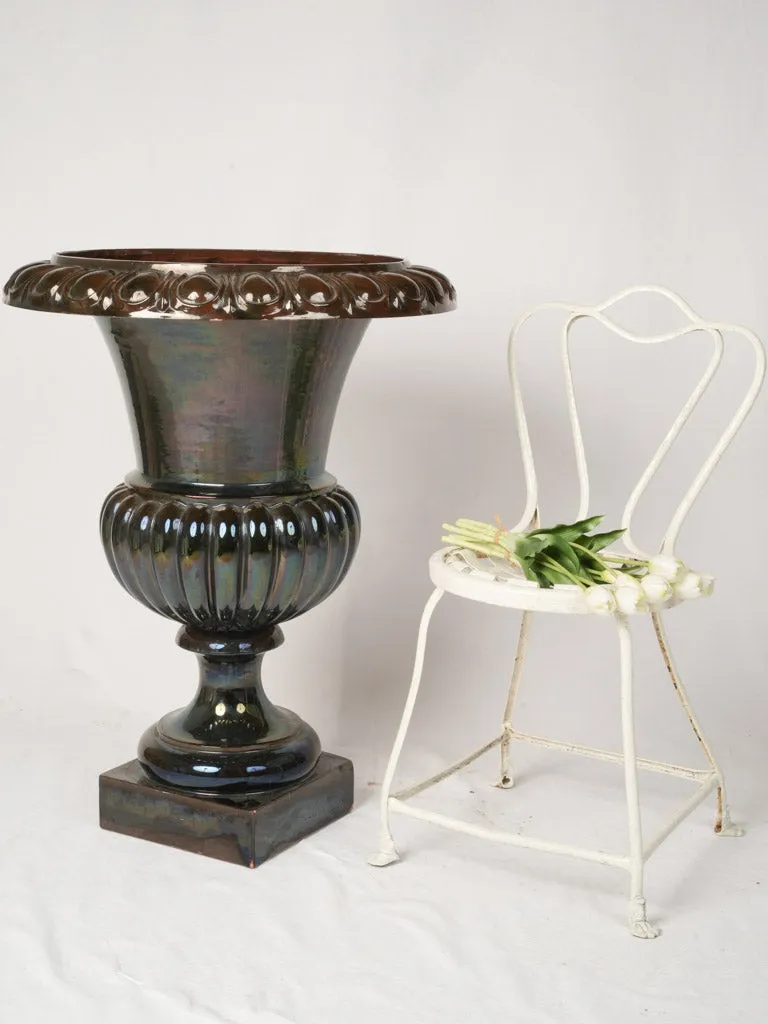 Rare Ceramic Médici Urn w/ Metallic Glaze, 32¼"