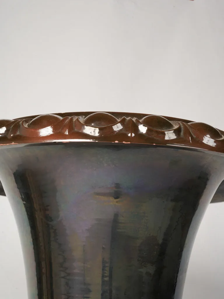Rare Ceramic Médici Urn w/ Metallic Glaze, 32¼"