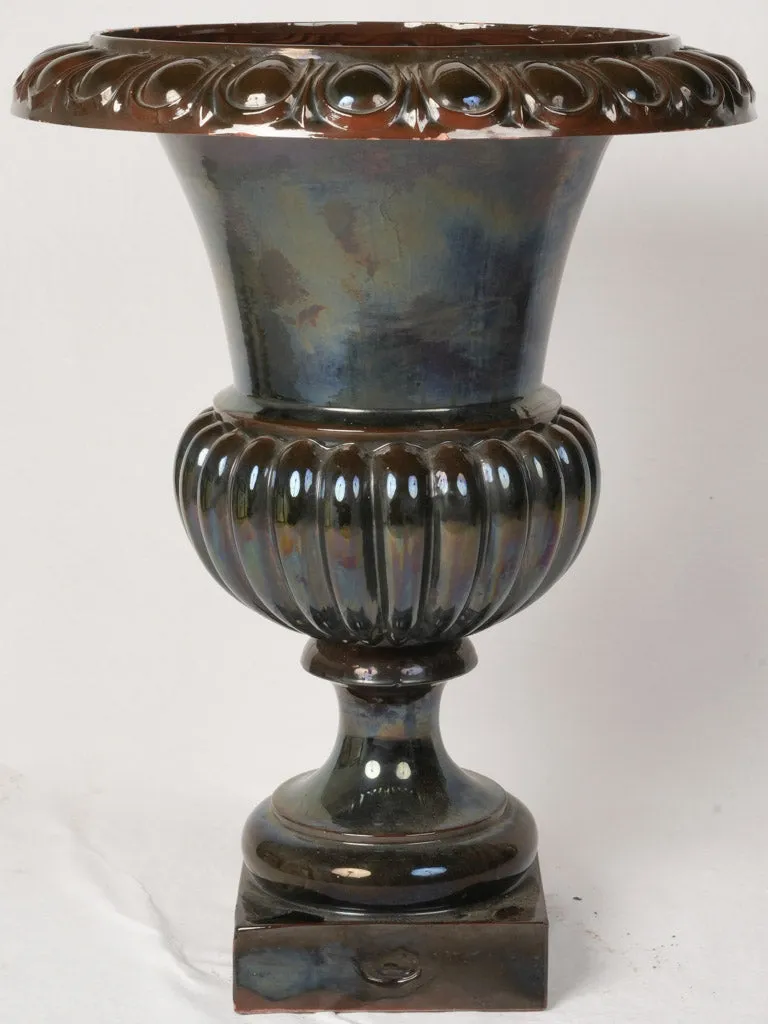 Rare Ceramic Médici Urn w/ Metallic Glaze, 32¼"