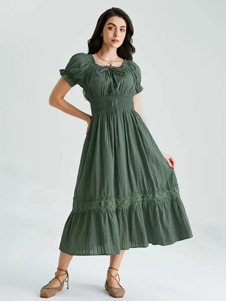 Renaissance Cotton Dress Women Off Shoulder Maxi Dress