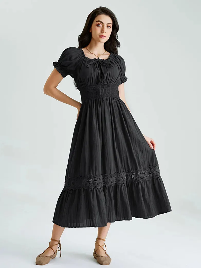 Renaissance Cotton Dress Women Off Shoulder Maxi Dress