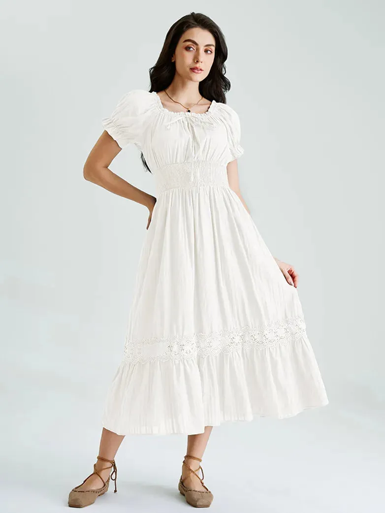 Renaissance Cotton Dress Women Off Shoulder Maxi Dress