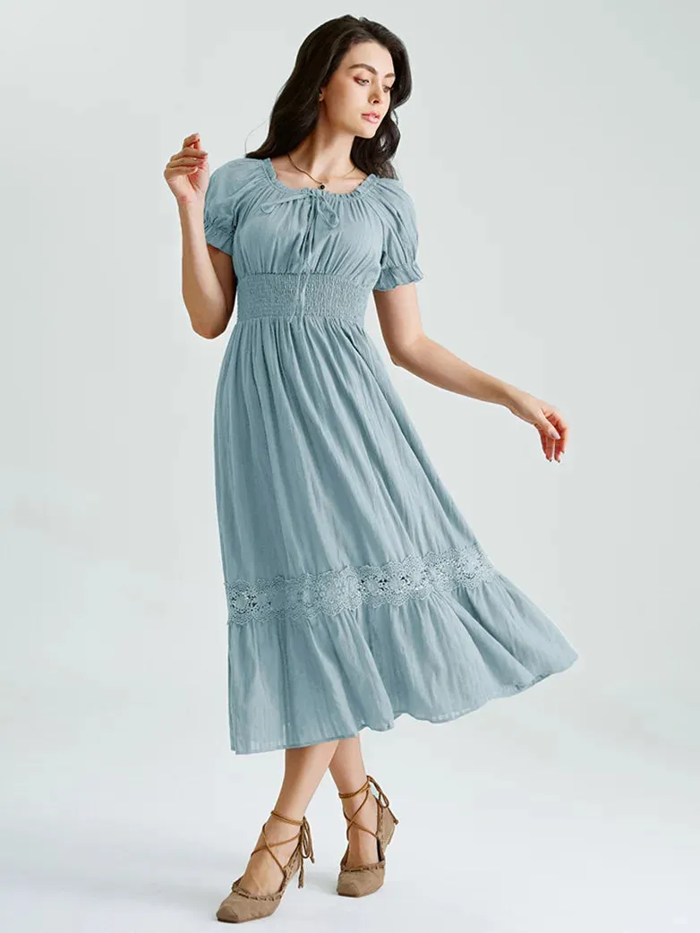 Renaissance Cotton Dress Women Off Shoulder Maxi Dress