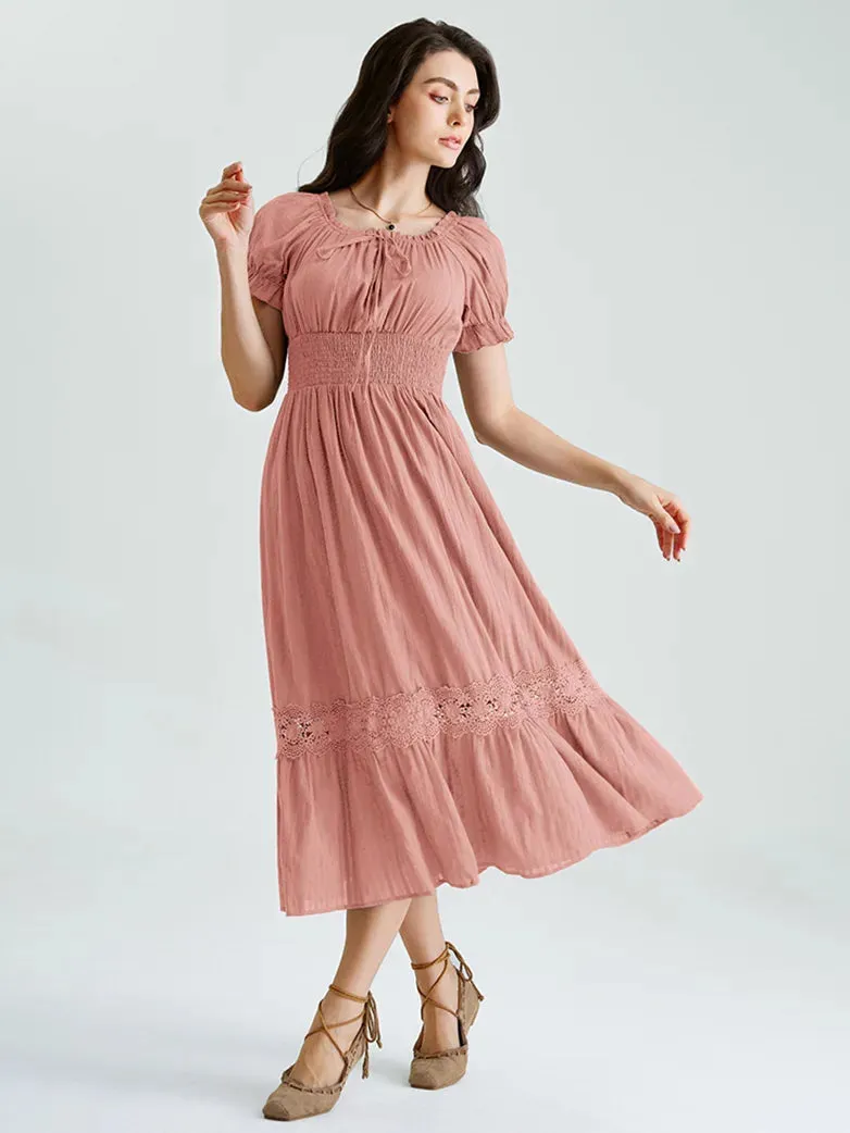 Renaissance Cotton Dress Women Off Shoulder Maxi Dress