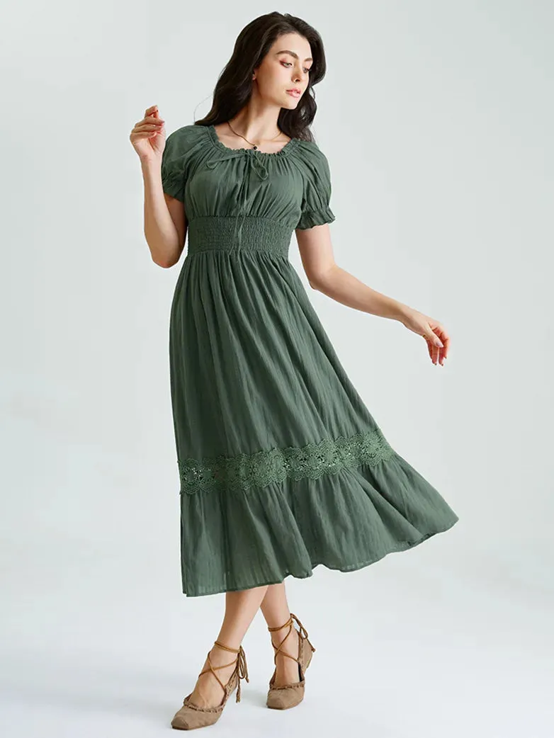 Renaissance Cotton Dress Women Off Shoulder Maxi Dress