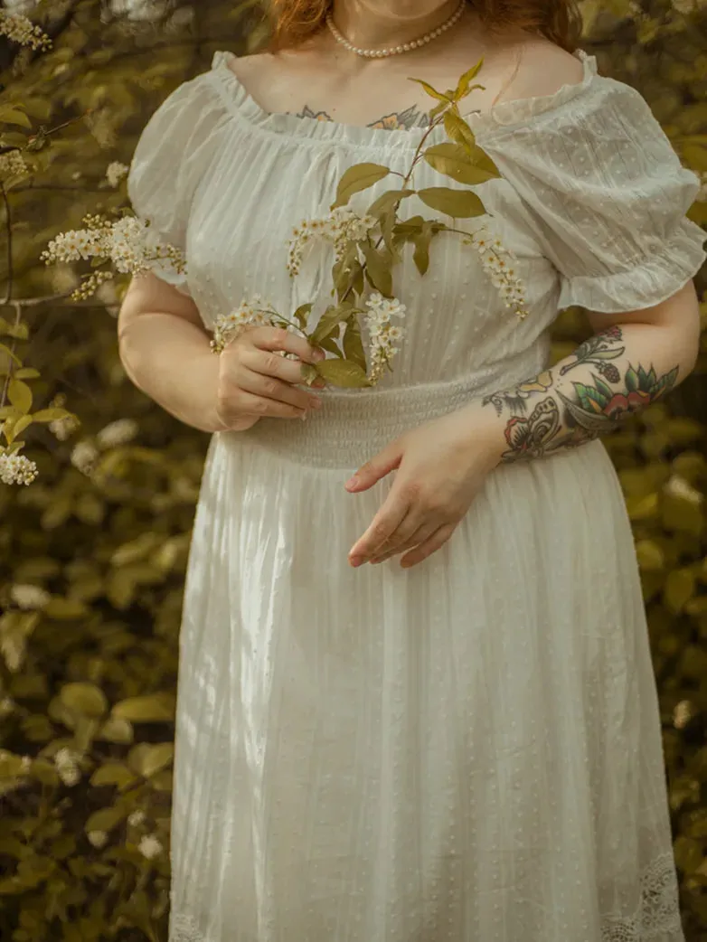 Renaissance Cotton Dress Women Off Shoulder Maxi Dress